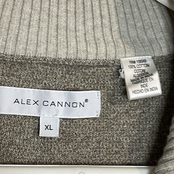 Alex Cannon Cable Knit Sweater Quarter-Zip Elbow Patch‎ Cotton Pullover Men XL - Picture 4 of 5